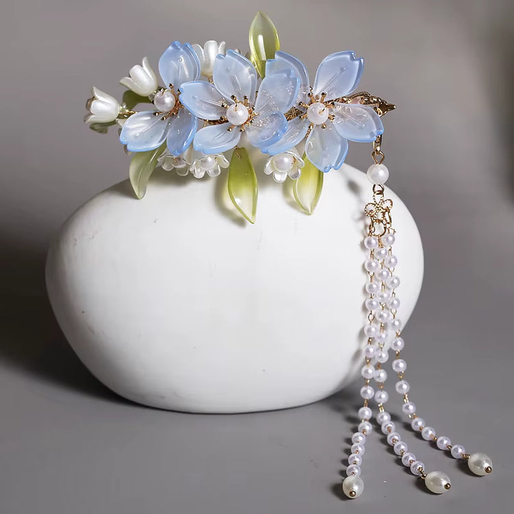 Antique Purple Lily of the Valley Side Hairpin Female Side Hair Clips Flower Headpieces Pendant Jewelry for Women Hair Holder