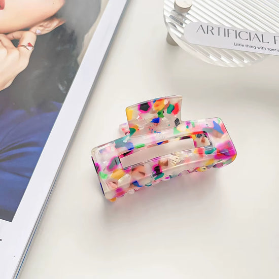 Vintage Hair Claw Clip Tortoiseshell Hair Claws Leopard-Print Hair Claws Spot Hair Claws Floral Clips Accessories for Women