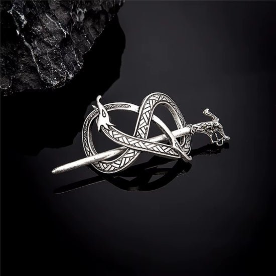 Norse Mythology Jormungand Dragons Women Hairpins Antique Metal Stick Barrette Ouroboros Mobius Strip Headdress Vikings Jewelry
