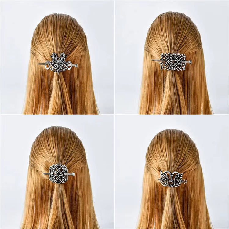 Norse Mythology Jormungand Dragons Women Hairpins Antique Metal Stick Barrette Ouroboros Mobius Strip Headdress Vikings Jewelry