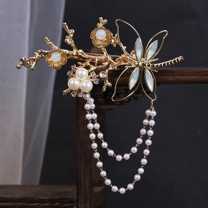 Antique Purple Lily of the Valley Side Hairpin Female Side Hair Clips Flower Headpieces Pendant Jewelry for Women Hair Holder