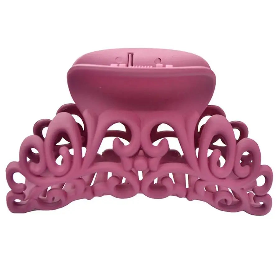HOT Ladies Womens Hairdress Large Hair Claw Clip Barrette Crab Clamp Scrub Plastic Hollow Flower Hair Accessories