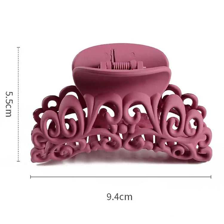 HOT Ladies Womens Hairdress Large Hair Claw Clip Barrette Crab Clamp Scrub Plastic Hollow Flower Hair Accessories