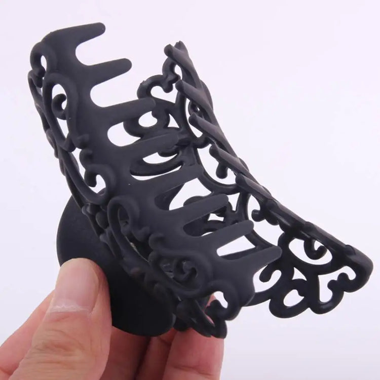 HOT Ladies Womens Hairdress Large Hair Claw Clip Barrette Crab Clamp Scrub Plastic Hollow Flower Hair Accessories