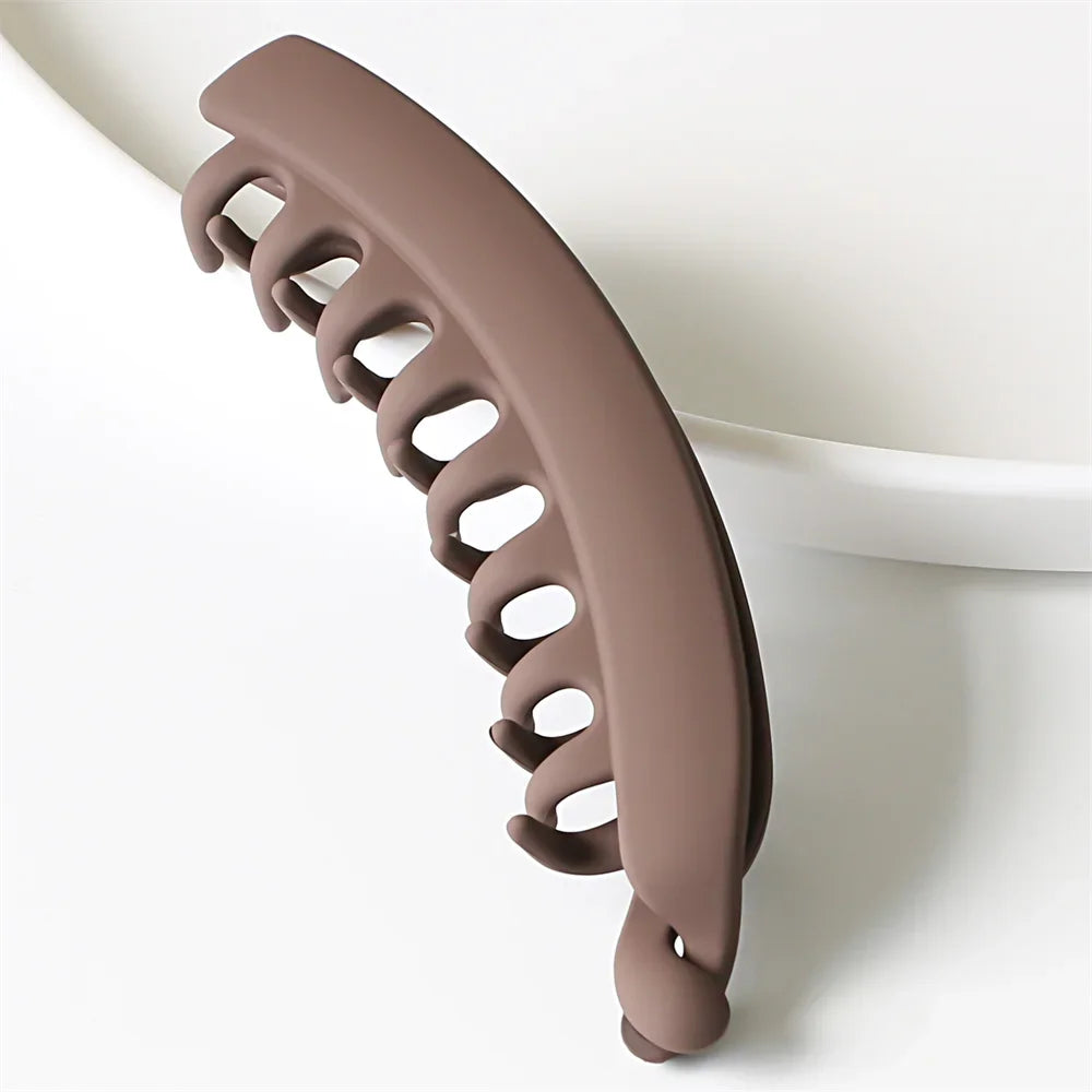Fashion Large Banana Hair Clips Solid Color Frosted Hair Claws Classic Women Non-Slip Ponytail Barrettes Hairpins for Fine Hairs