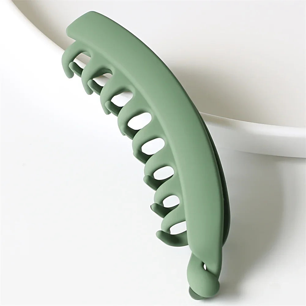 Fashion Large Banana Hair Clips Solid Color Frosted Hair Claws Classic Women Non-Slip Ponytail Barrettes Hairpins for Fine Hairs