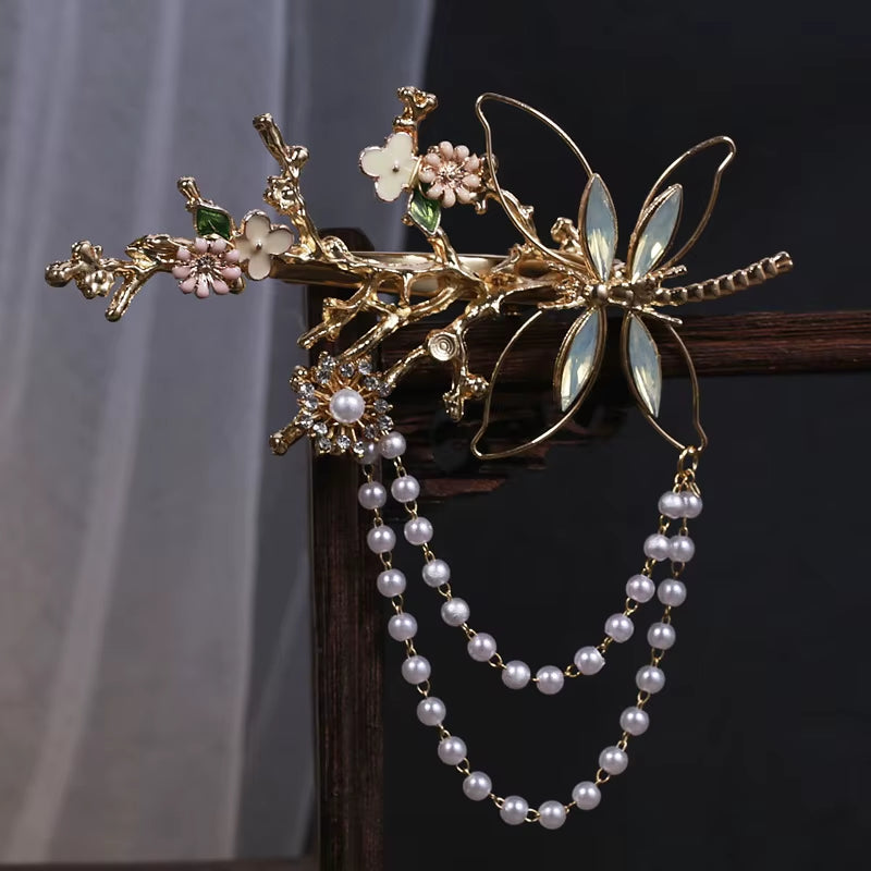 Antique Purple Lily of the Valley Side Hairpin Female Side Hair Clips Flower Headpieces Pendant Jewelry for Women Hair Holder