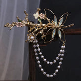 Antique Purple Lily of the Valley Side Hairpin Female Side Hair Clips Flower Headpieces Pendant Jewelry for Women Hair Holder